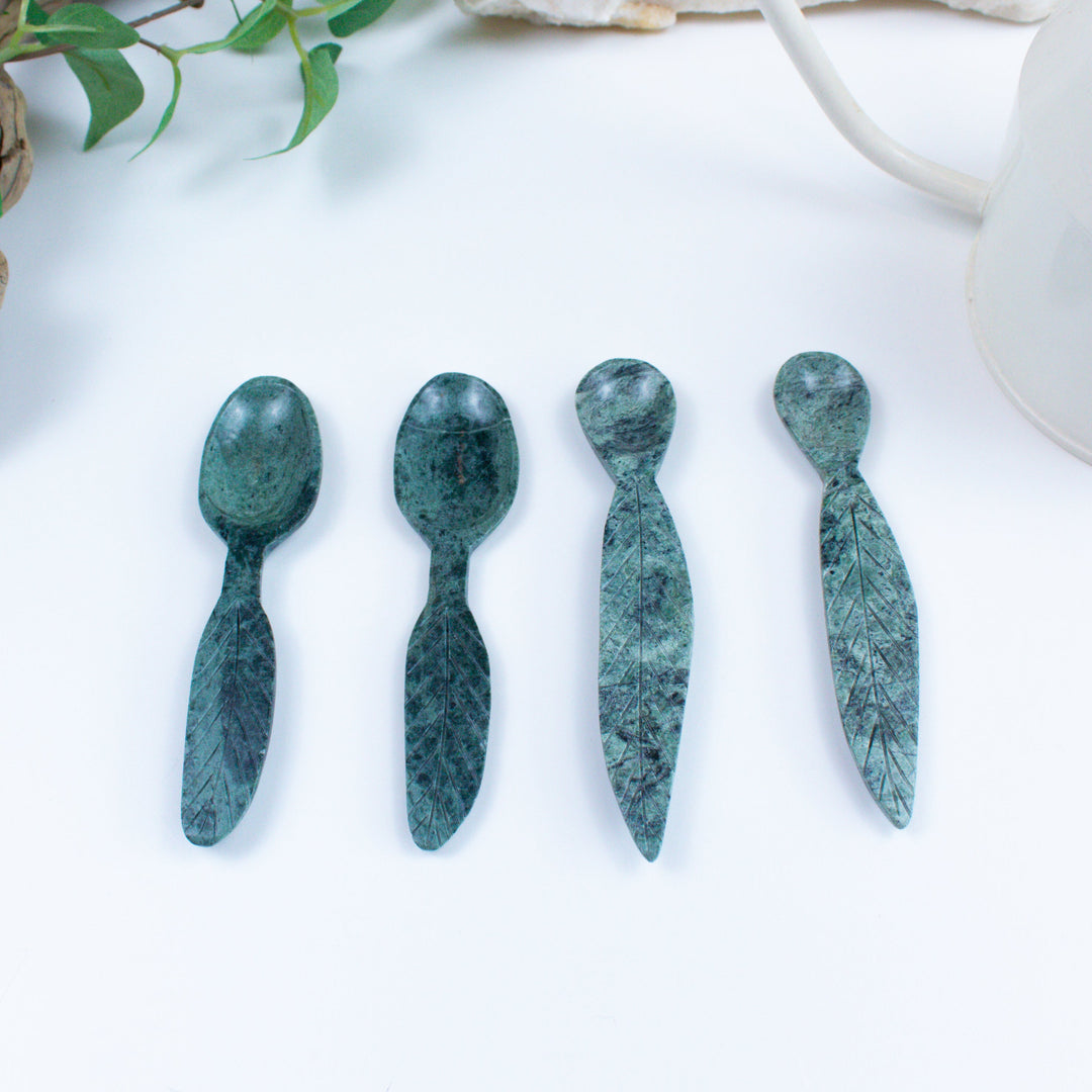 Green Aventurine Spoon with Feather Handle