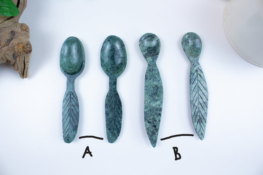 Green Aventurine Spoon with Feather Handle