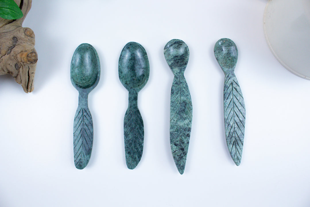 Green Aventurine Spoon with Feather Handle