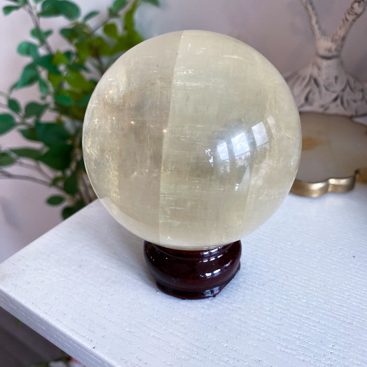Dimensional Honey Calcite Sphere 