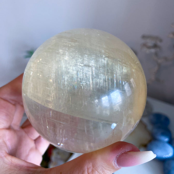 Dimensional Honey Calcite Sphere 