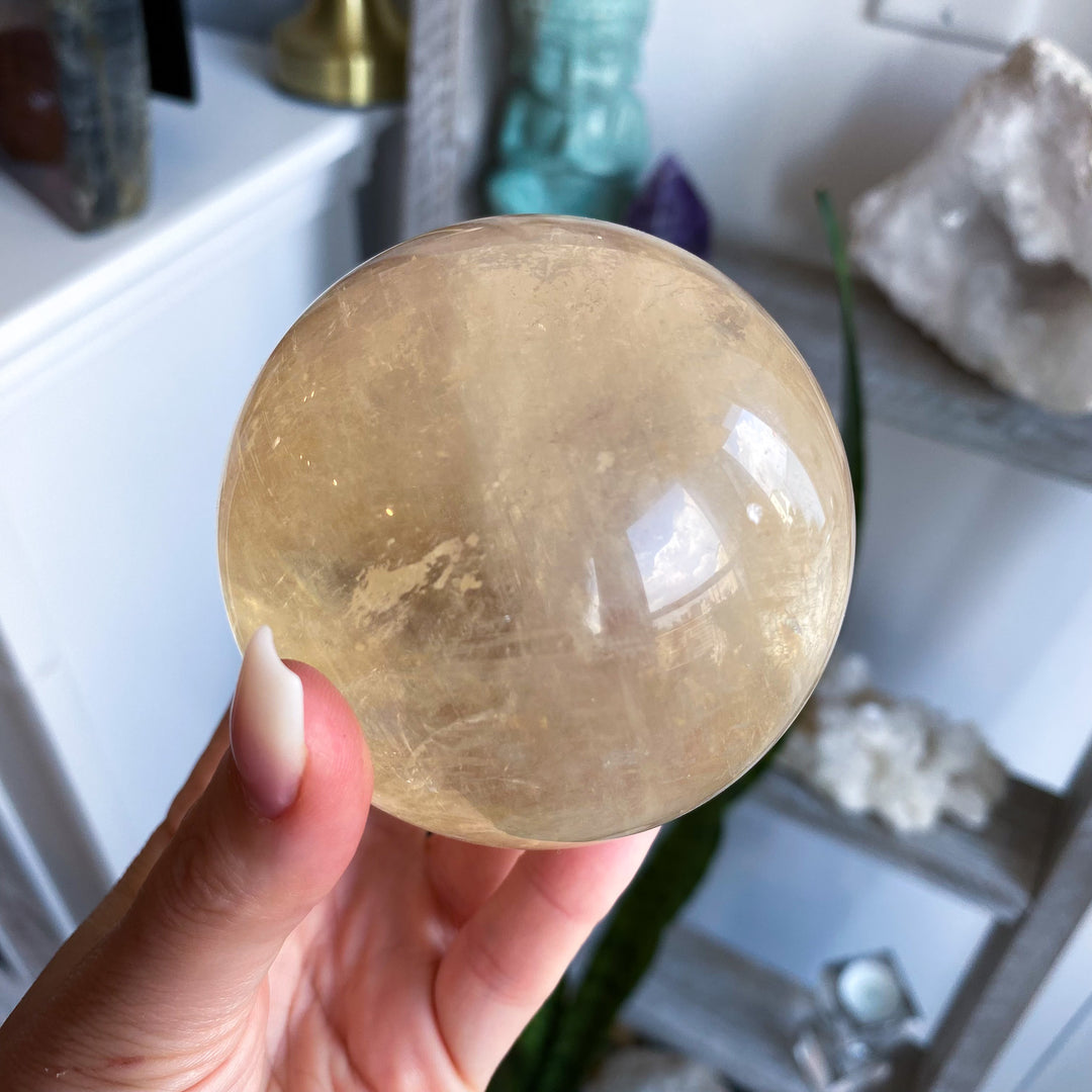 Dimensional Honey Calcite Sphere 