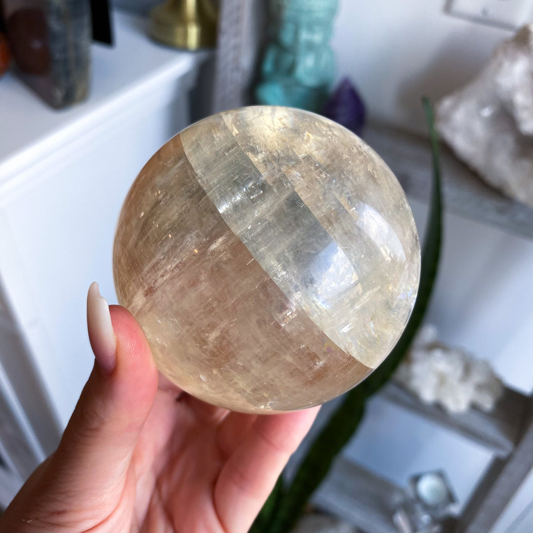 Dimensional Honey Calcite Sphere 