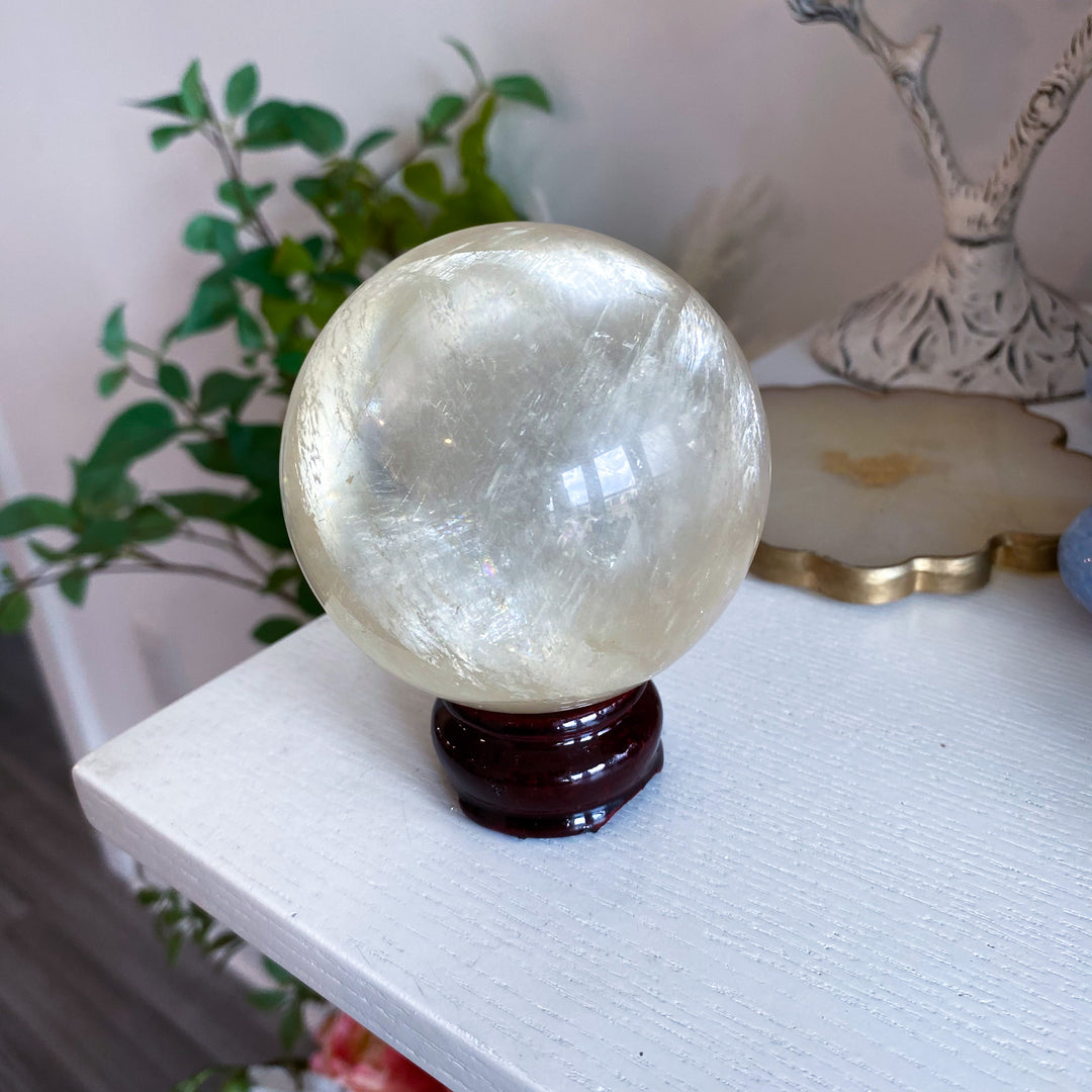 Dimensional Honey Calcite Sphere 