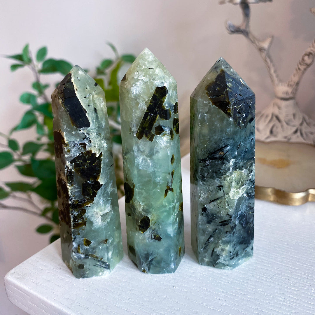 Prehnite with Epidote Tower 3"