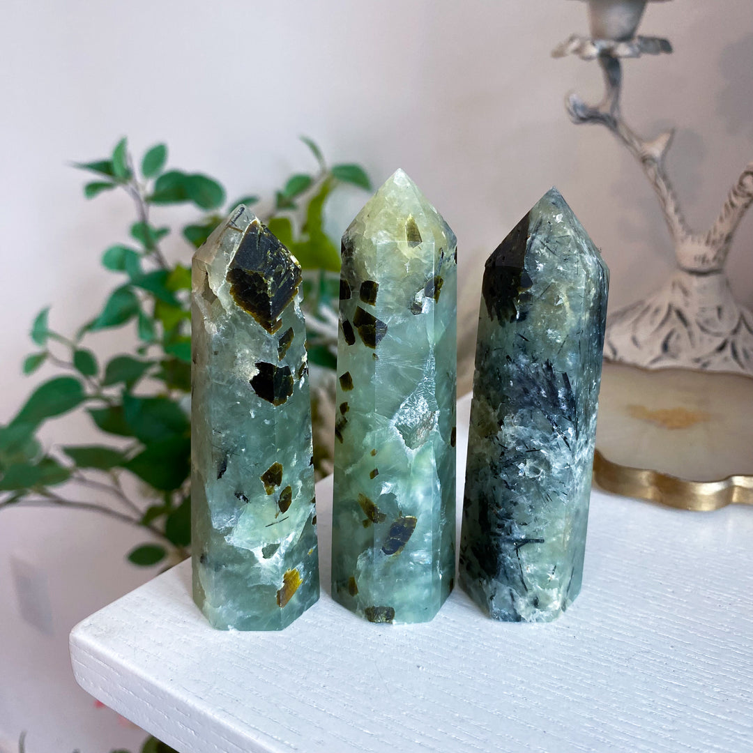 Prehnite with Epidote Tower 3"