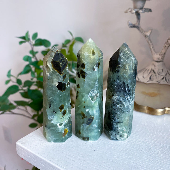 Prehnite with Epidote Tower 3"