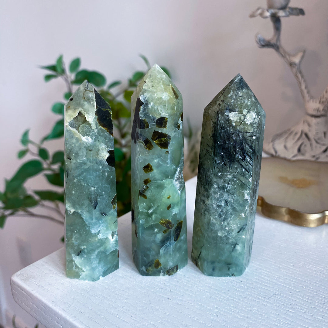 Prehnite with Epidote Tower 3"