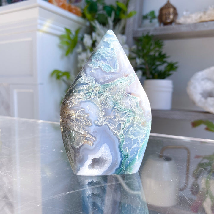 Drusy Large Moss Agate Flame #5