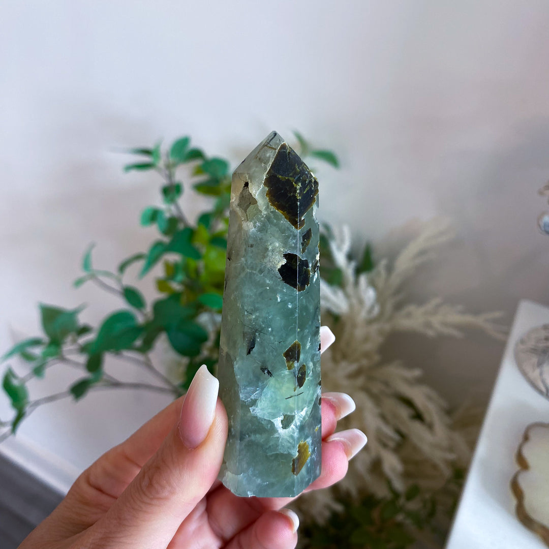 Prehnite with Epidote Tower 3"