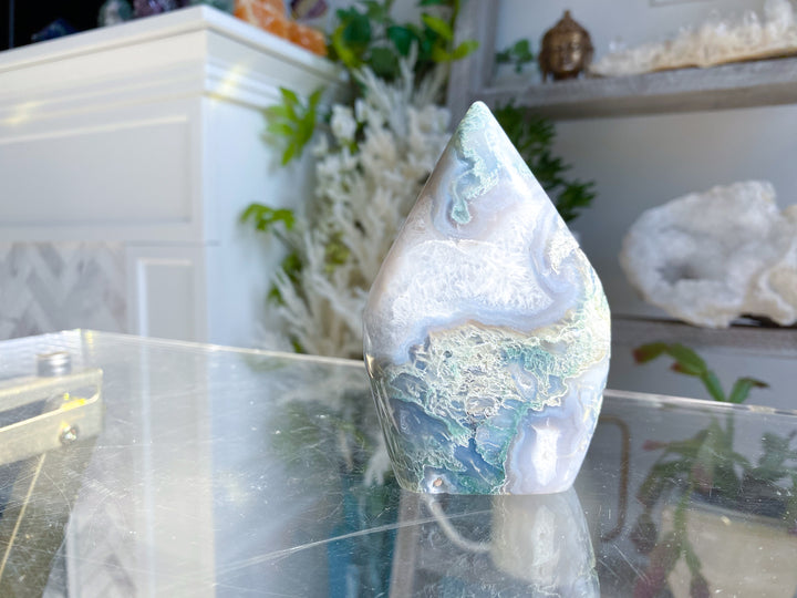 Drusy Large Moss Agate Flame #5
