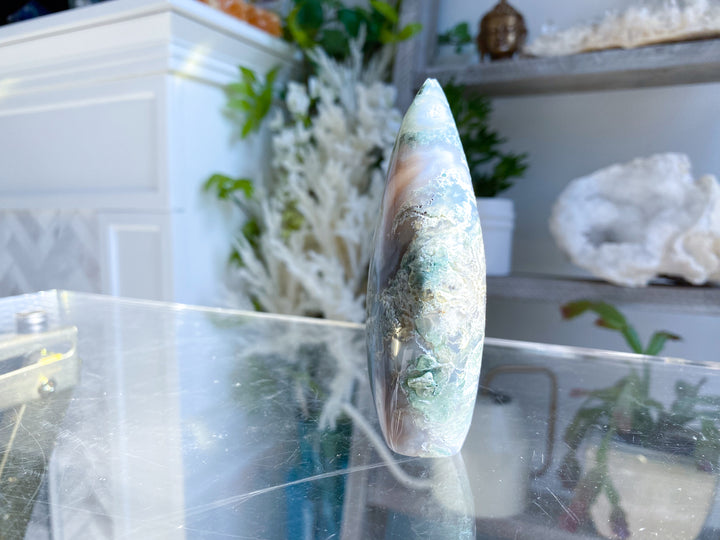 Drusy Large Moss Agate Flame #5