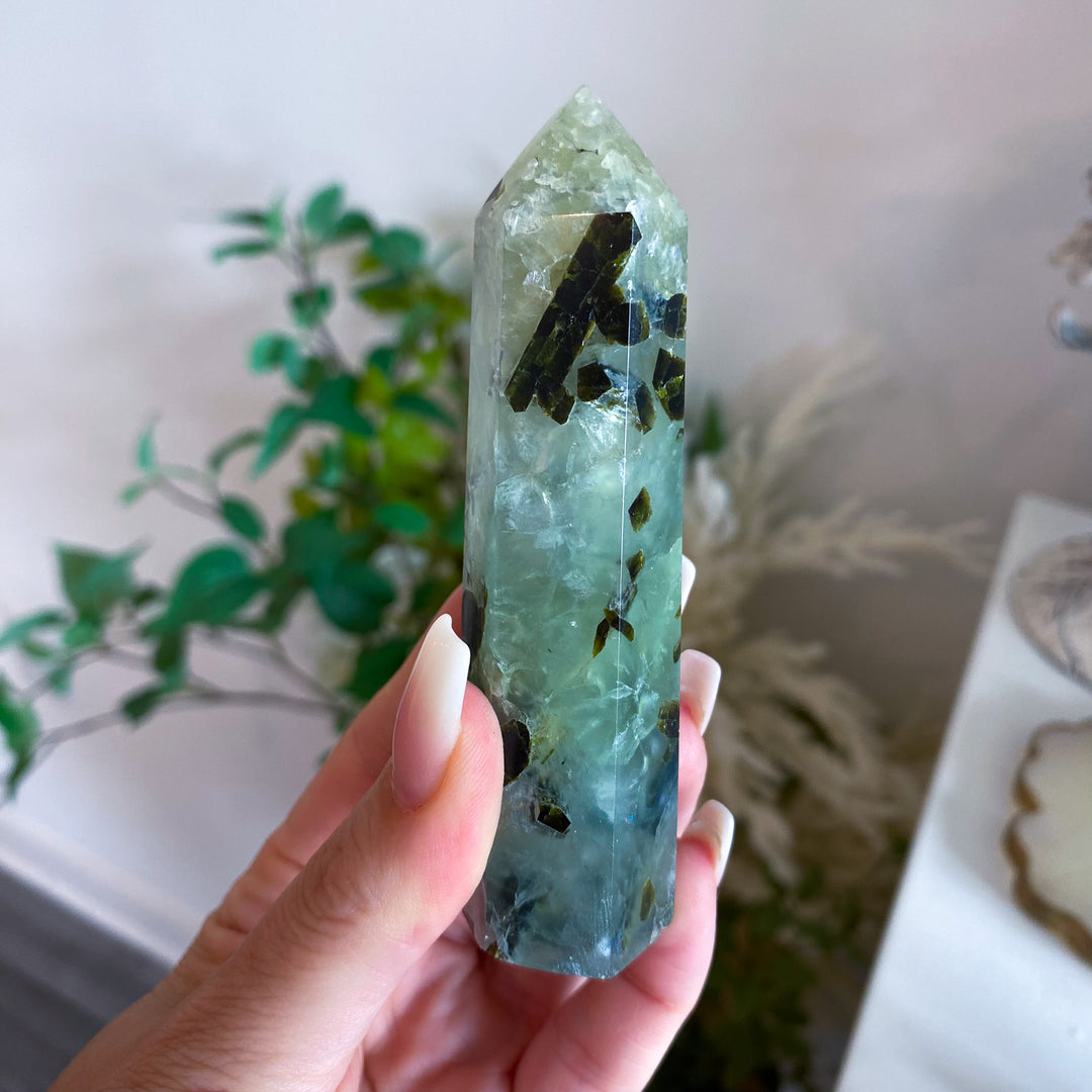 Prehnite with Epidote Tower 3"