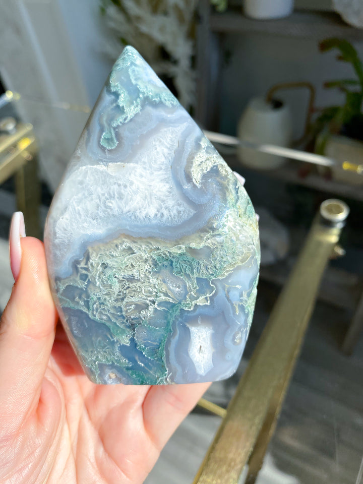 Drusy Large Moss Agate Flame #5