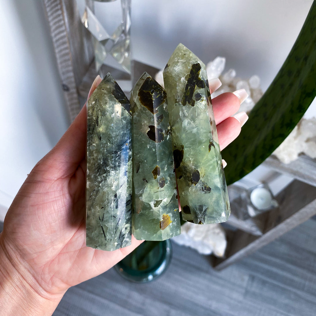 Prehnite with Epidote Tower 3"