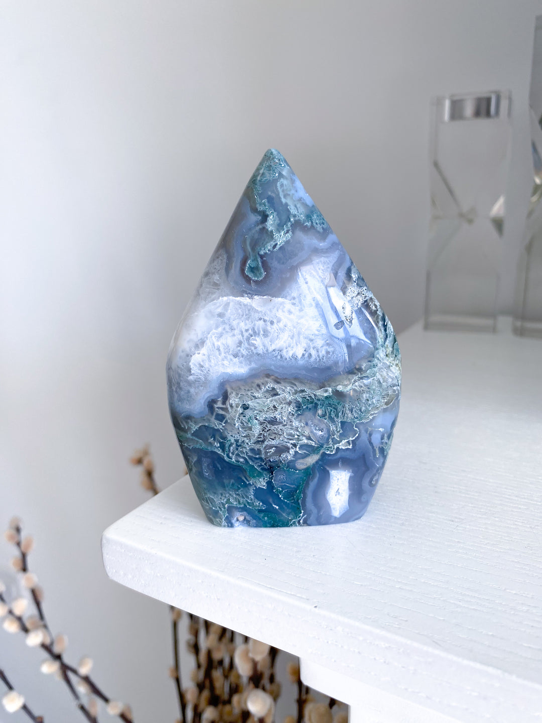 Drusy Large Moss Agate Flame #5