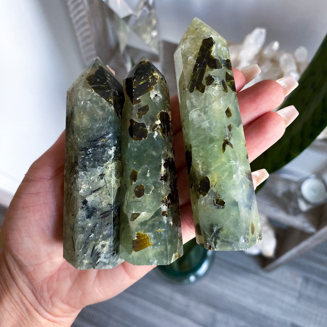 Prehnite with Epidote Tower 3"