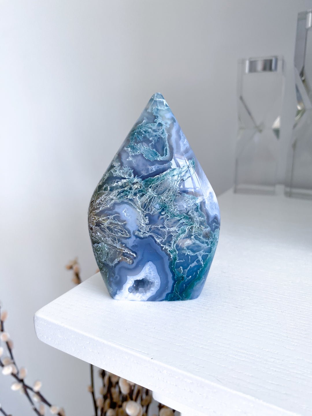 Drusy Large Moss Agate Flame #5