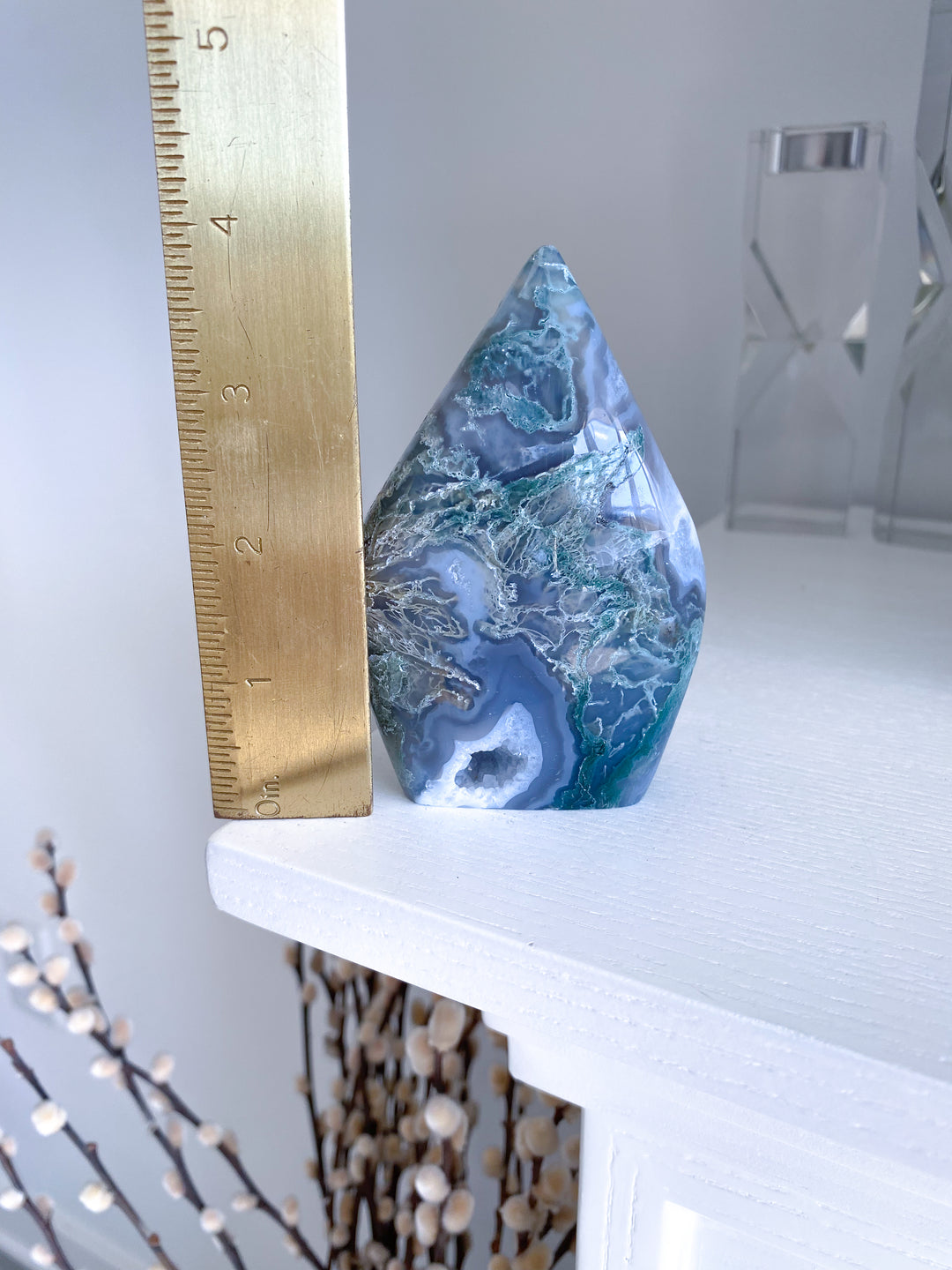 Drusy Large Moss Agate Flame #5