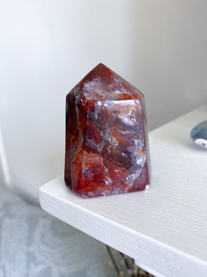 Chunky, Vibrant Fire Quartz Tower 2.5" w/ Rainbows