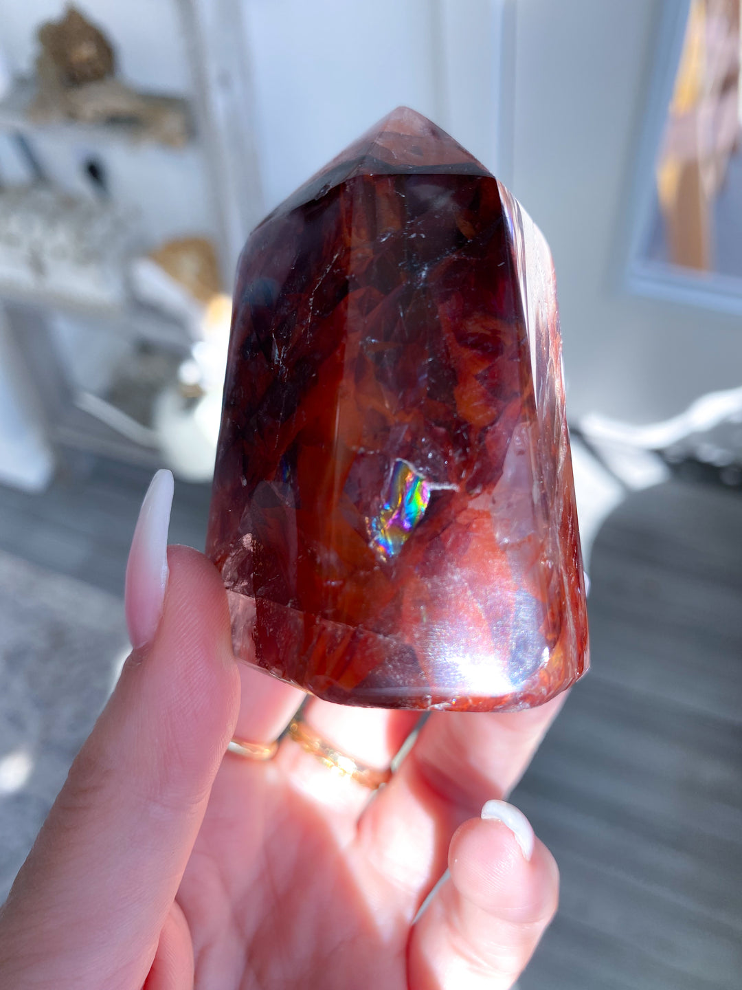 Chunky, Vibrant Fire Quartz Tower 2.5" w/ Rainbows