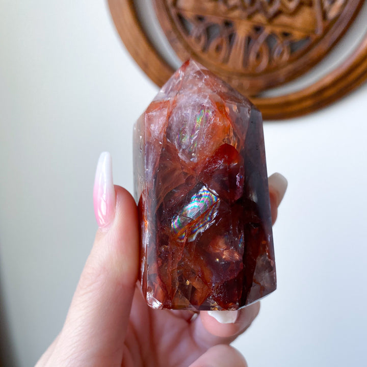 Chunky, Vibrant Fire Quartz Tower 2.5" w/ Rainbows