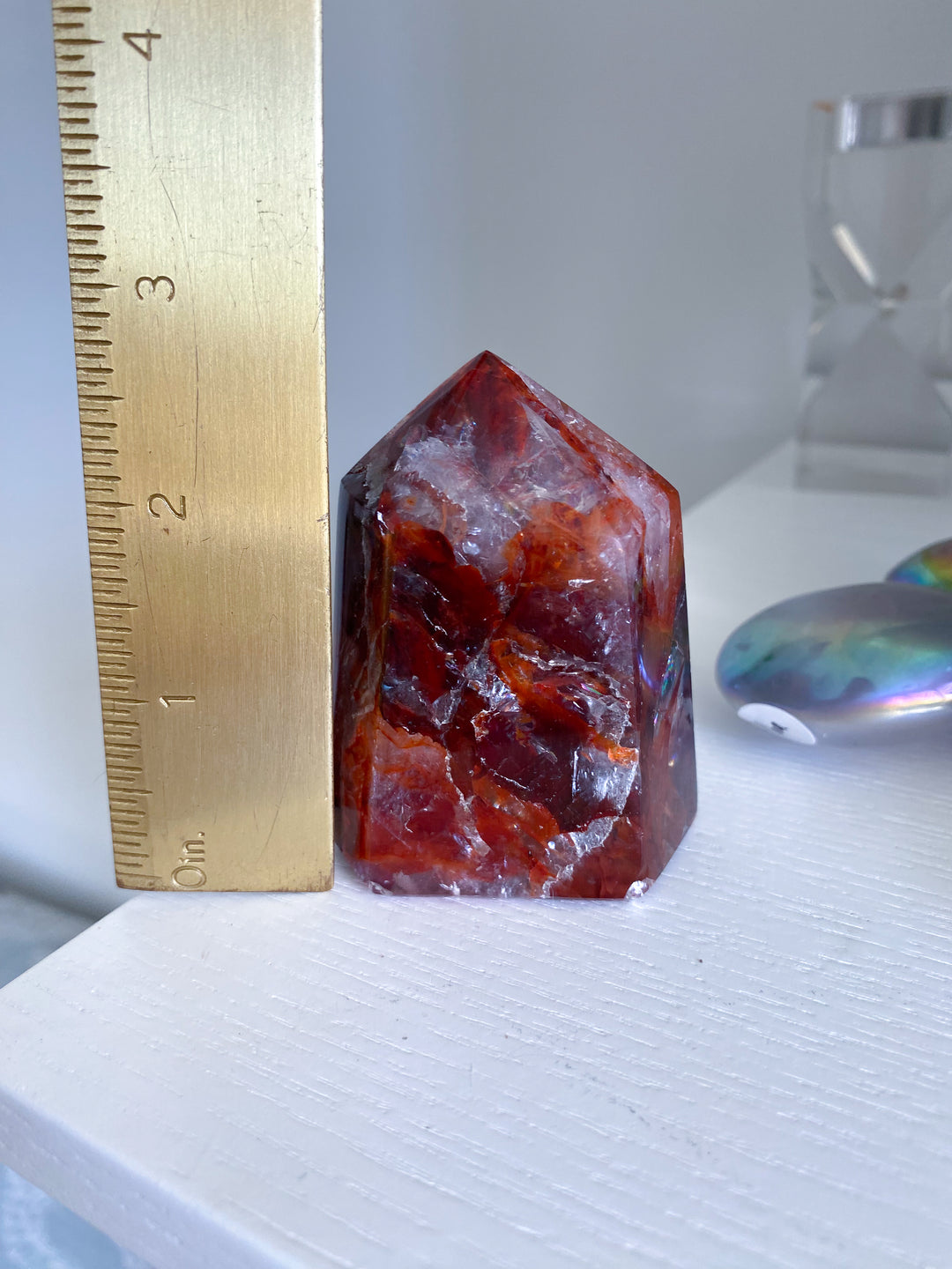 Chunky, Vibrant Fire Quartz Tower 2.5" w/ Rainbows