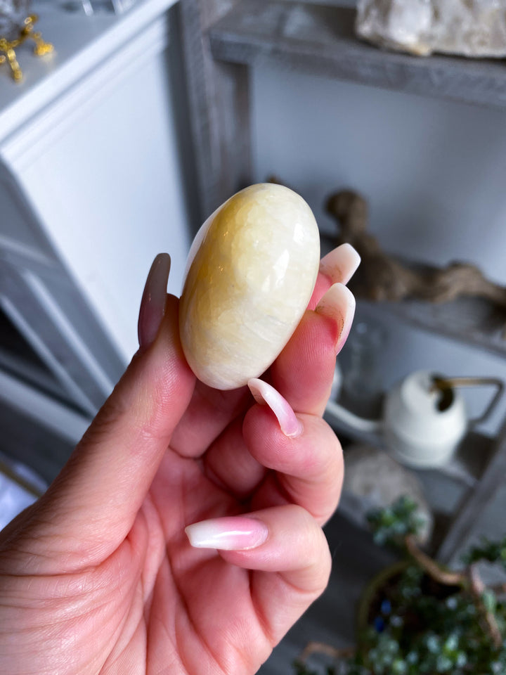 Pale Puffy Yellow Calcite Heart