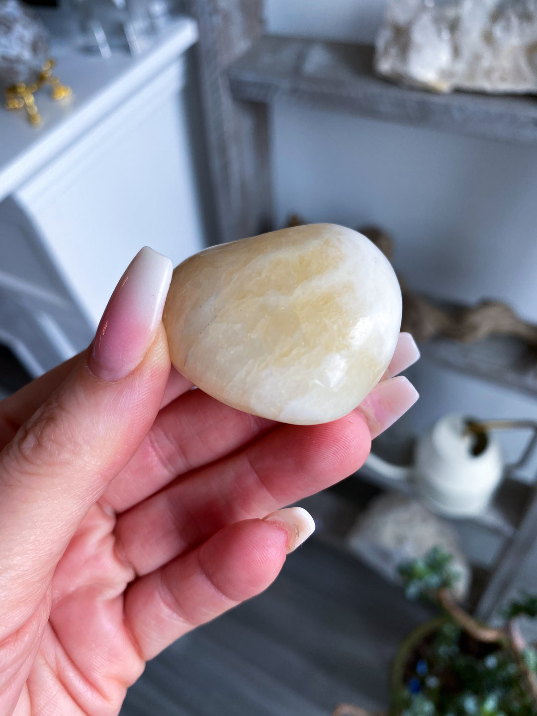 Pale Puffy Yellow Calcite Heart