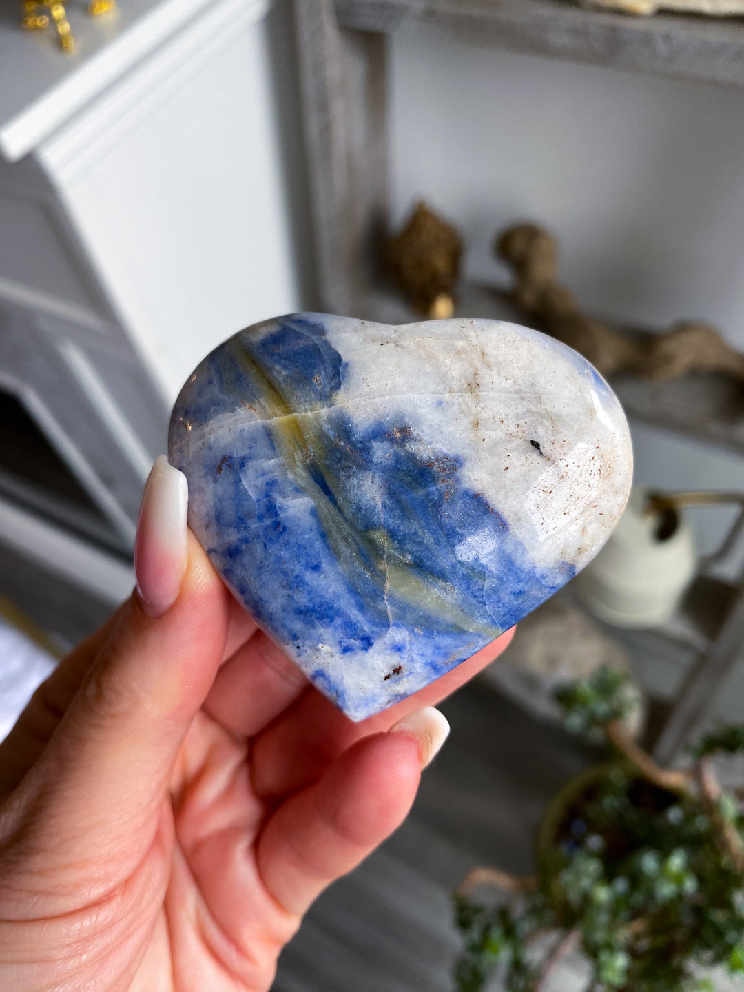 Large Afghanite Heart with Yellow Stripe