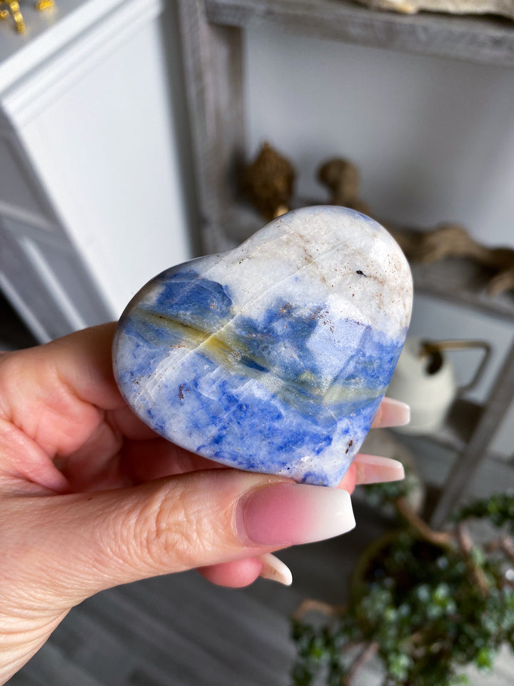 Large Afghanite Heart with Yellow Stripe