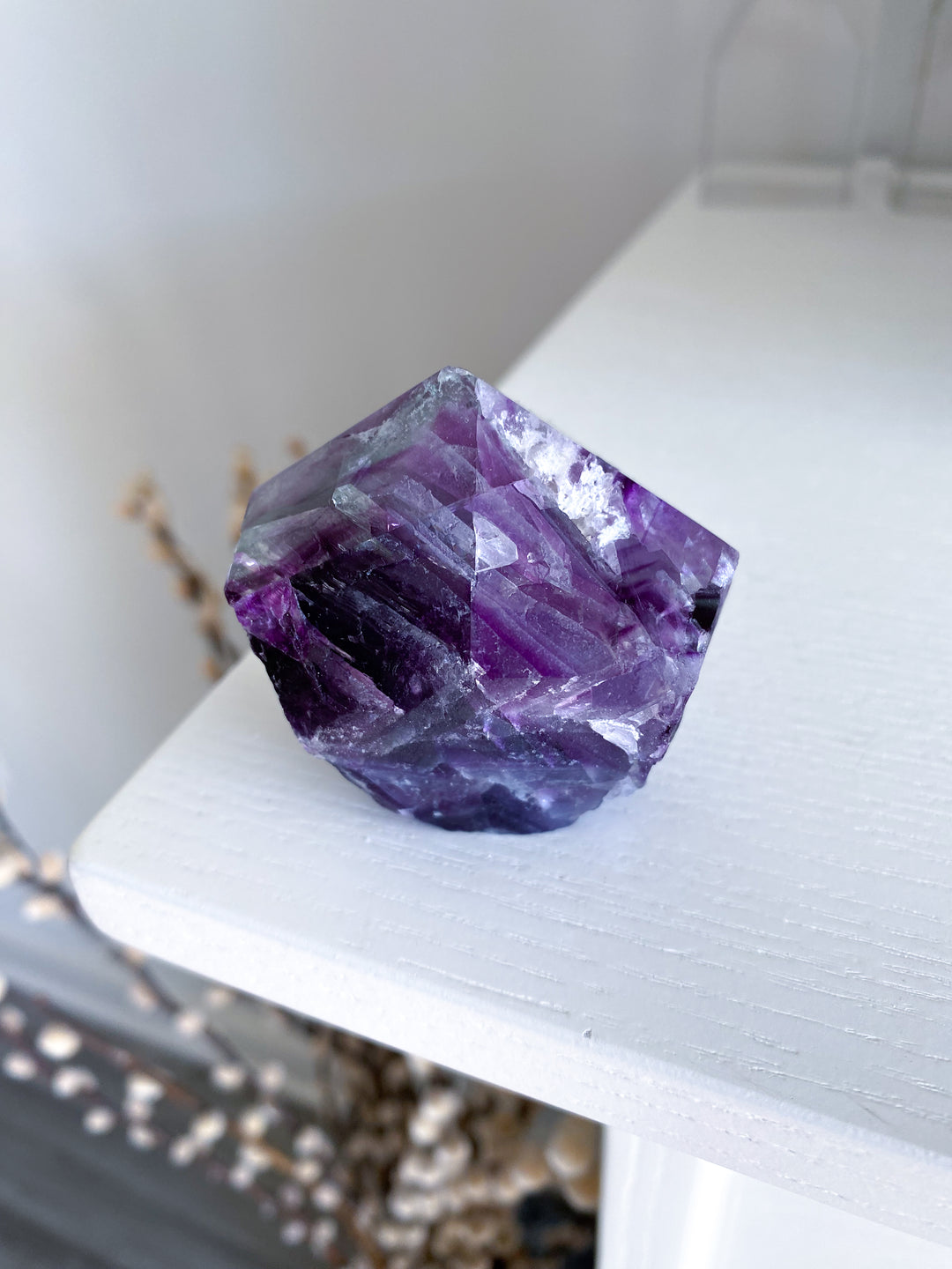 Polished Rainbow Purple Fluorite Point #14