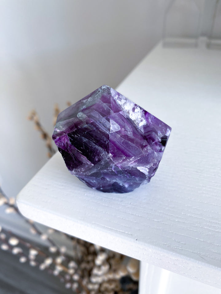 Polished Rainbow Purple Fluorite Point #14
