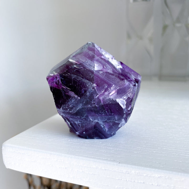 Polished Rainbow Purple Fluorite Point #14
