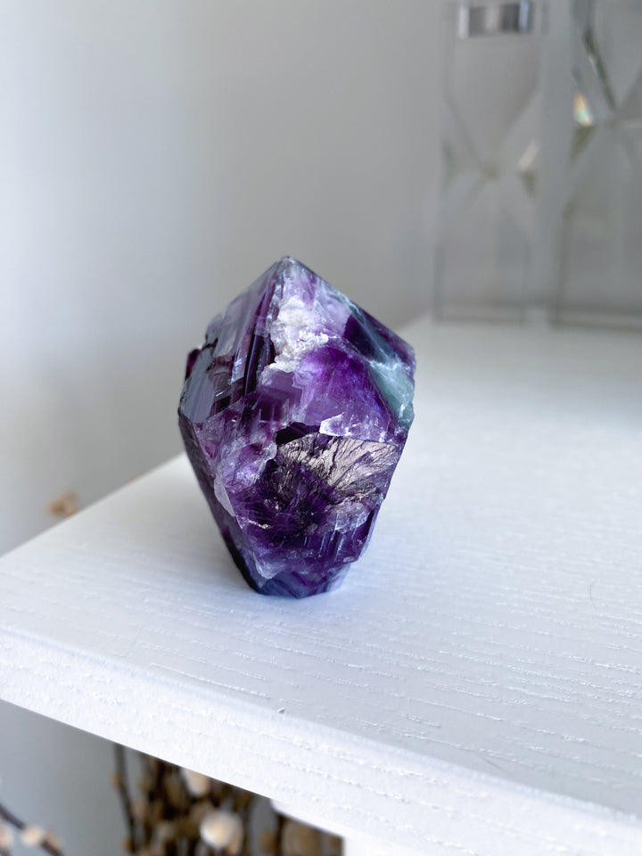 Polished Rainbow Purple Fluorite Point #14