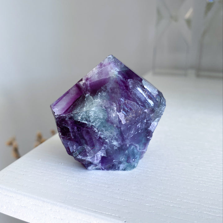 Polished Rainbow Purple Fluorite Point #14