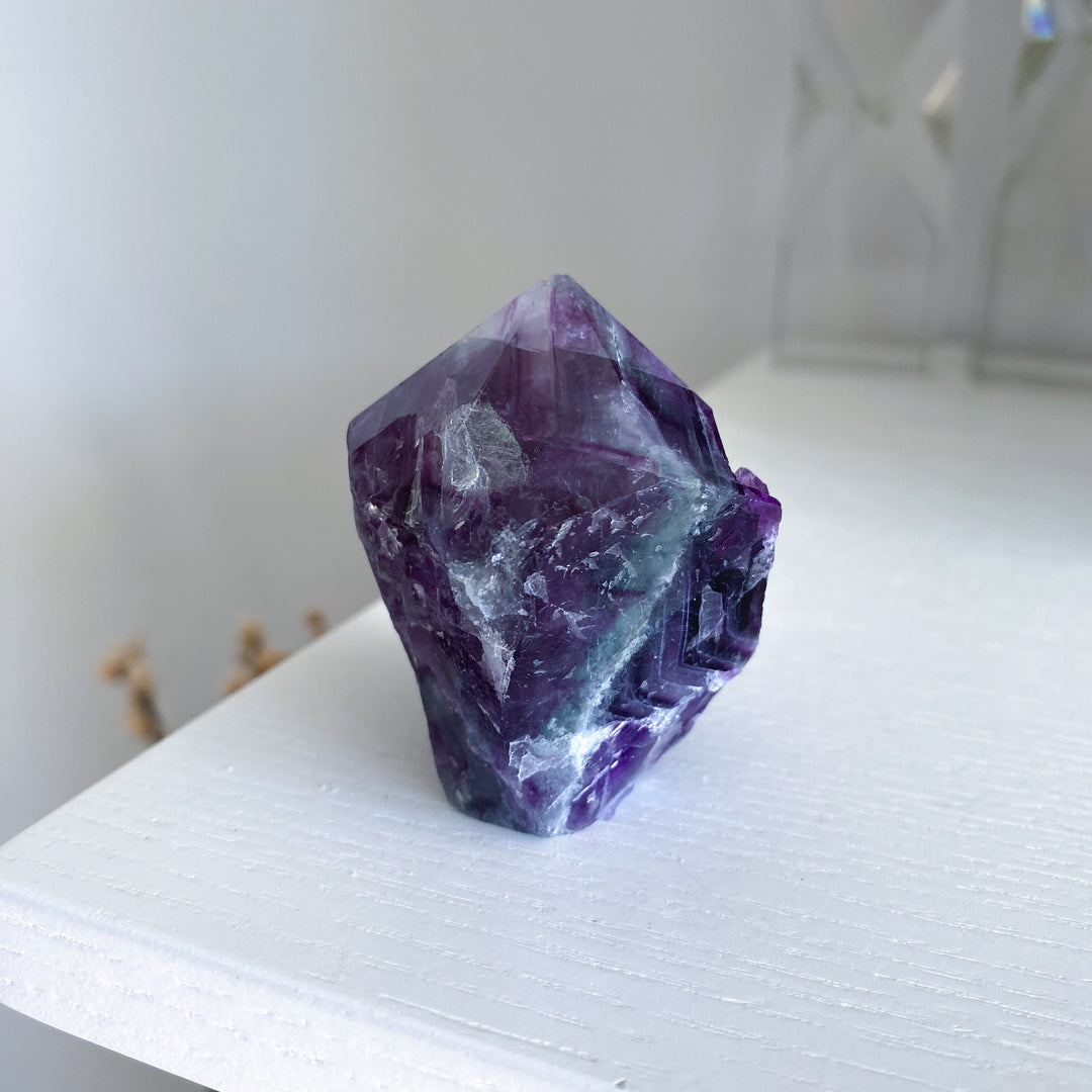 Polished Rainbow Purple Fluorite Point #14