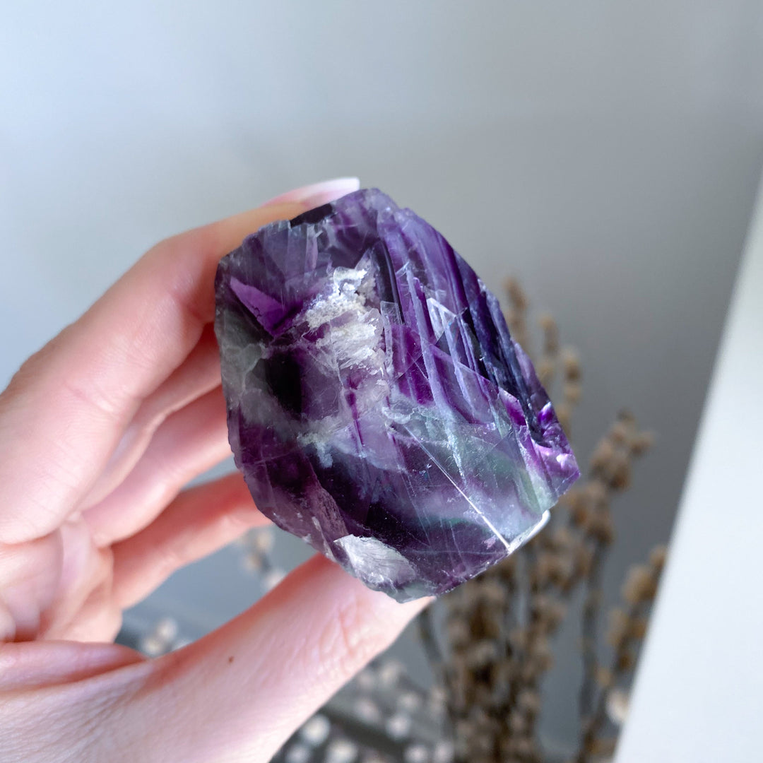 Polished Rainbow Purple Fluorite Point #14