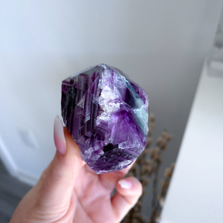 Polished Rainbow Purple Fluorite Point #14