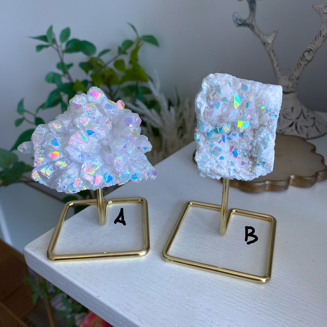 Angel Aura Quartz Cluster on Stand
