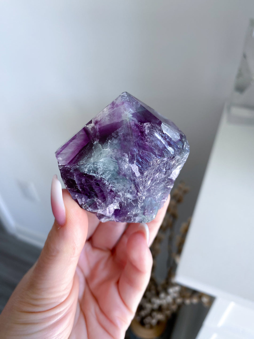 Polished Rainbow Purple Fluorite Point #14