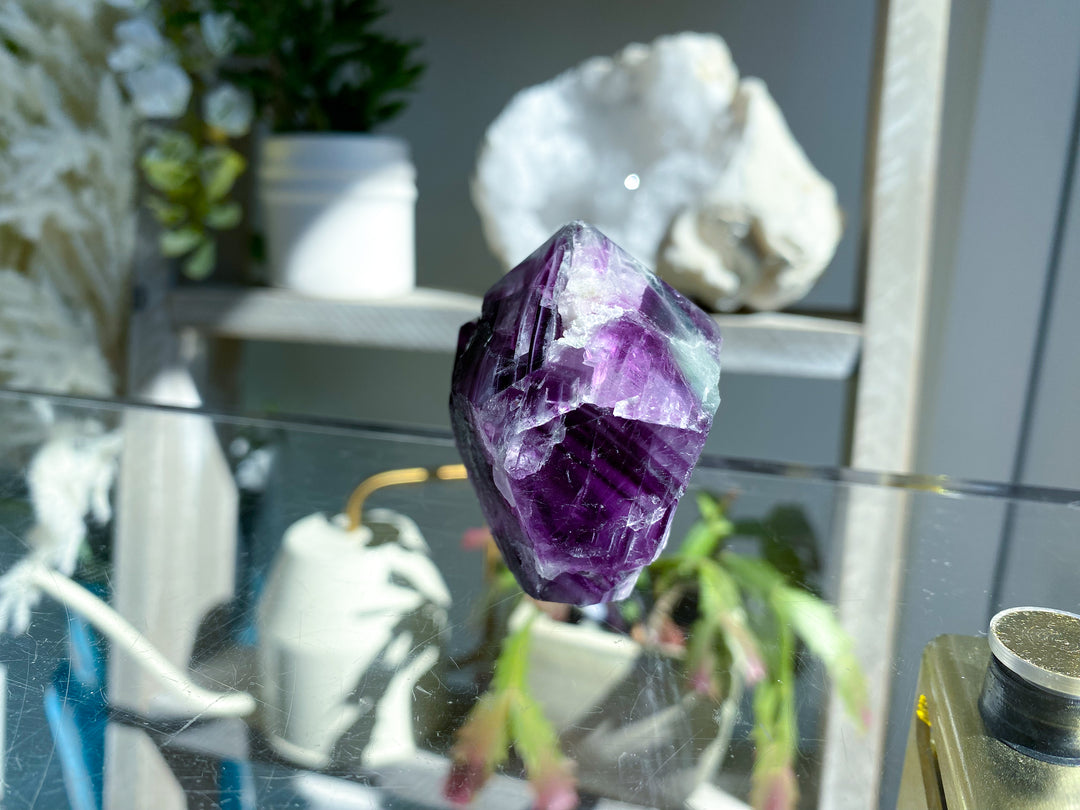 Polished Rainbow Purple Fluorite Point #14