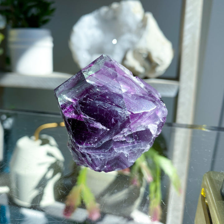 Polished Rainbow Purple Fluorite Point #14