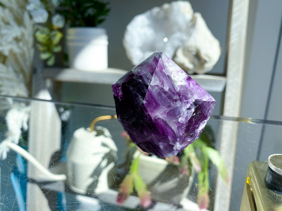 Polished Rainbow Purple Fluorite Point #14