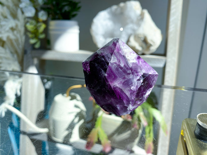 Polished Rainbow Purple Fluorite Point #14