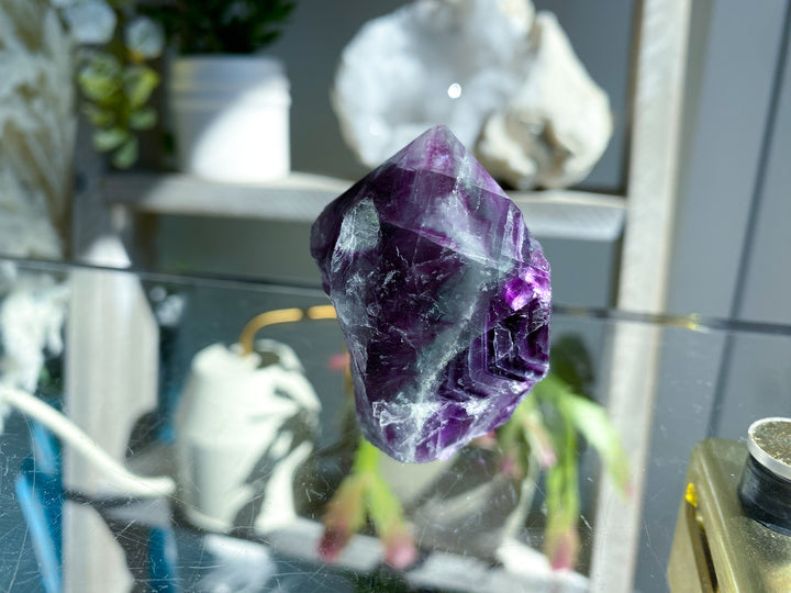 Polished Rainbow Purple Fluorite Point #14