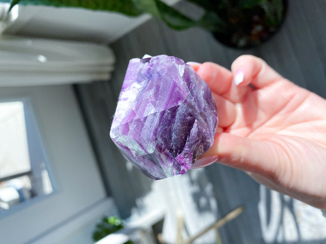 Polished Rainbow Purple Fluorite Point #14