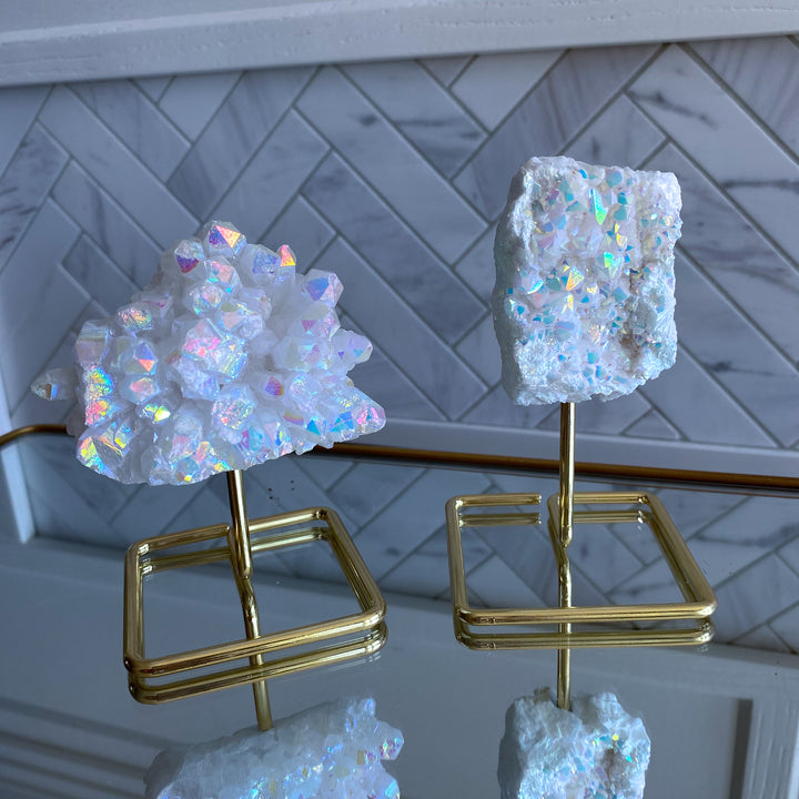Angel Aura Quartz Cluster on Stand