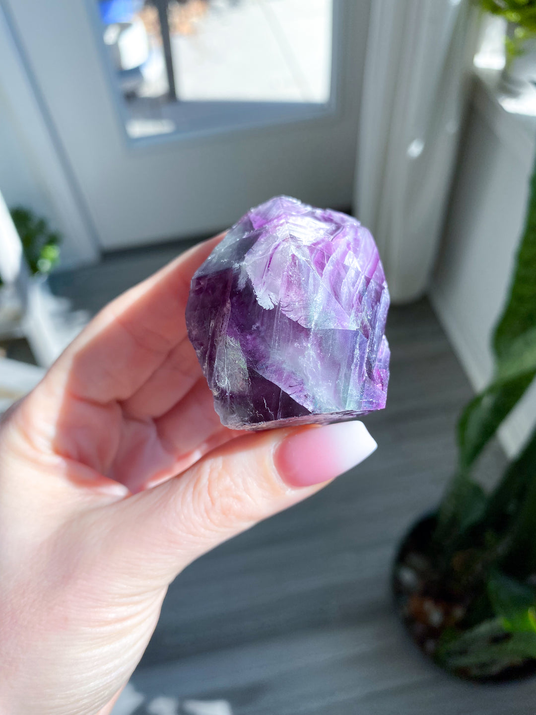 Polished Rainbow Purple Fluorite Point #14