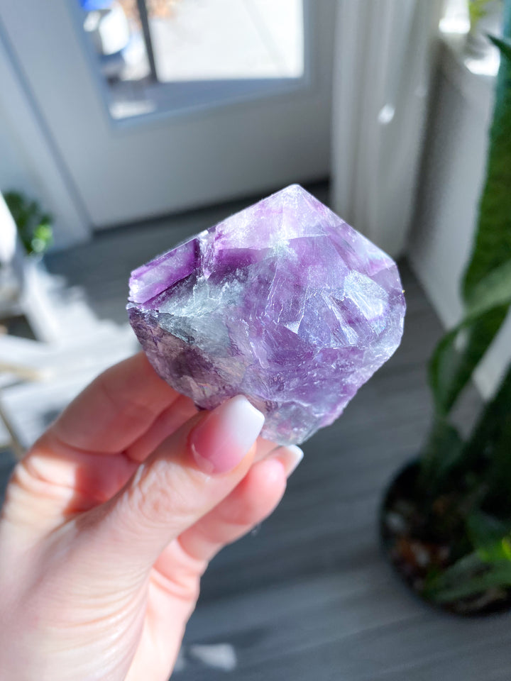 Polished Rainbow Purple Fluorite Point #14